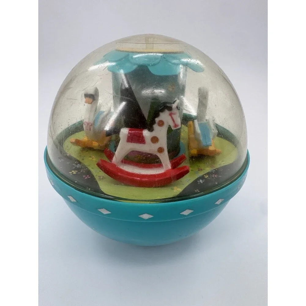 VINTAGE 1966 Fisher Price ROLY POLY CHIME BALL #165 Swans and Horses Weighted
